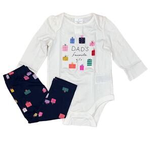 NWT GAP Baby Ivory & Navy W/"Dad's Favorite Gift" Bodysuit & Leggings